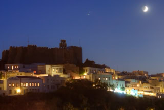 Patmos, Johanneskloster bei Nacht