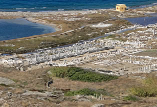 Delos. Griechische Insel mit antiken Stätten.