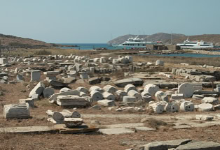 Delos. Griechische Insel mit antiken Stätten.