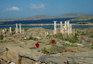 Delos. Griechische Insel mit antiken Stätten.